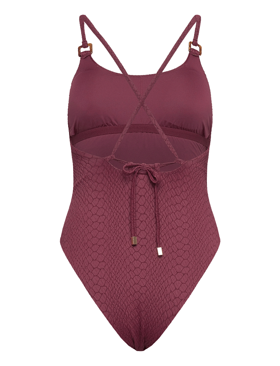 Hunkemöller - ARUBA HIGHLEG BS - maudymosi kostiumėliai - burgundy - 4