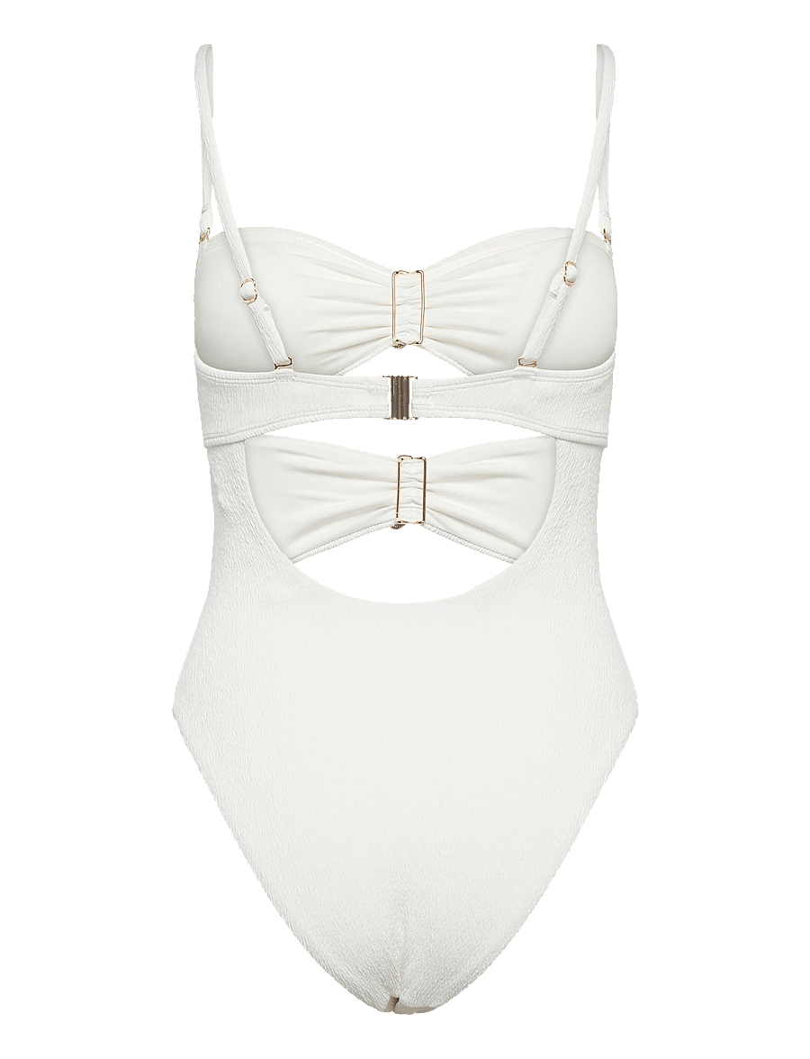 Hunkemöller - CRINKLE BANDEAU HL BS - badeanzüge - snow white - 2