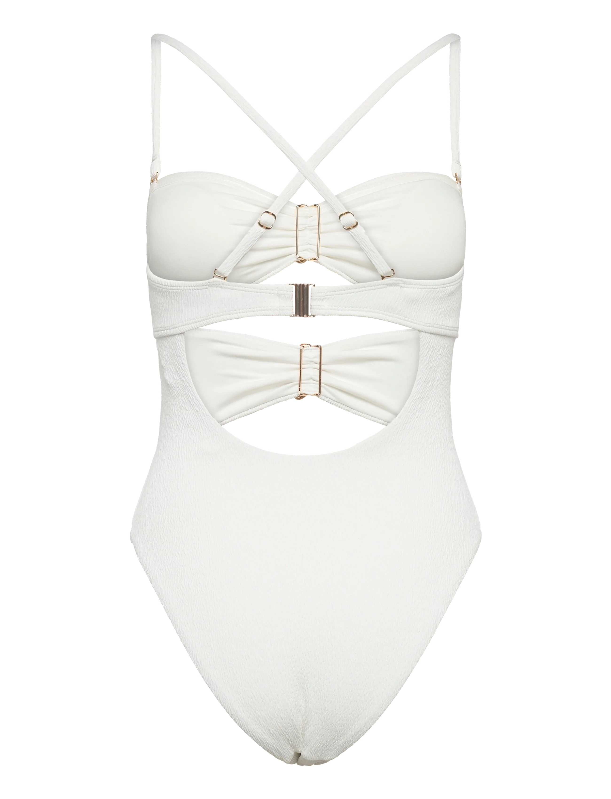Hunkemöller - CRINKLE BANDEAU HL BS - badeanzüge - snow white - 3