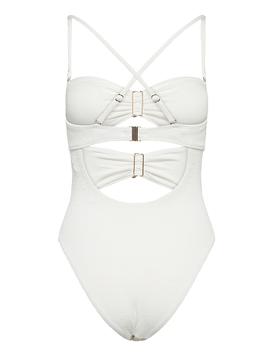 Hunkemöller - CRINKLE BANDEAU HL BS - badeanzüge - snow white - 3