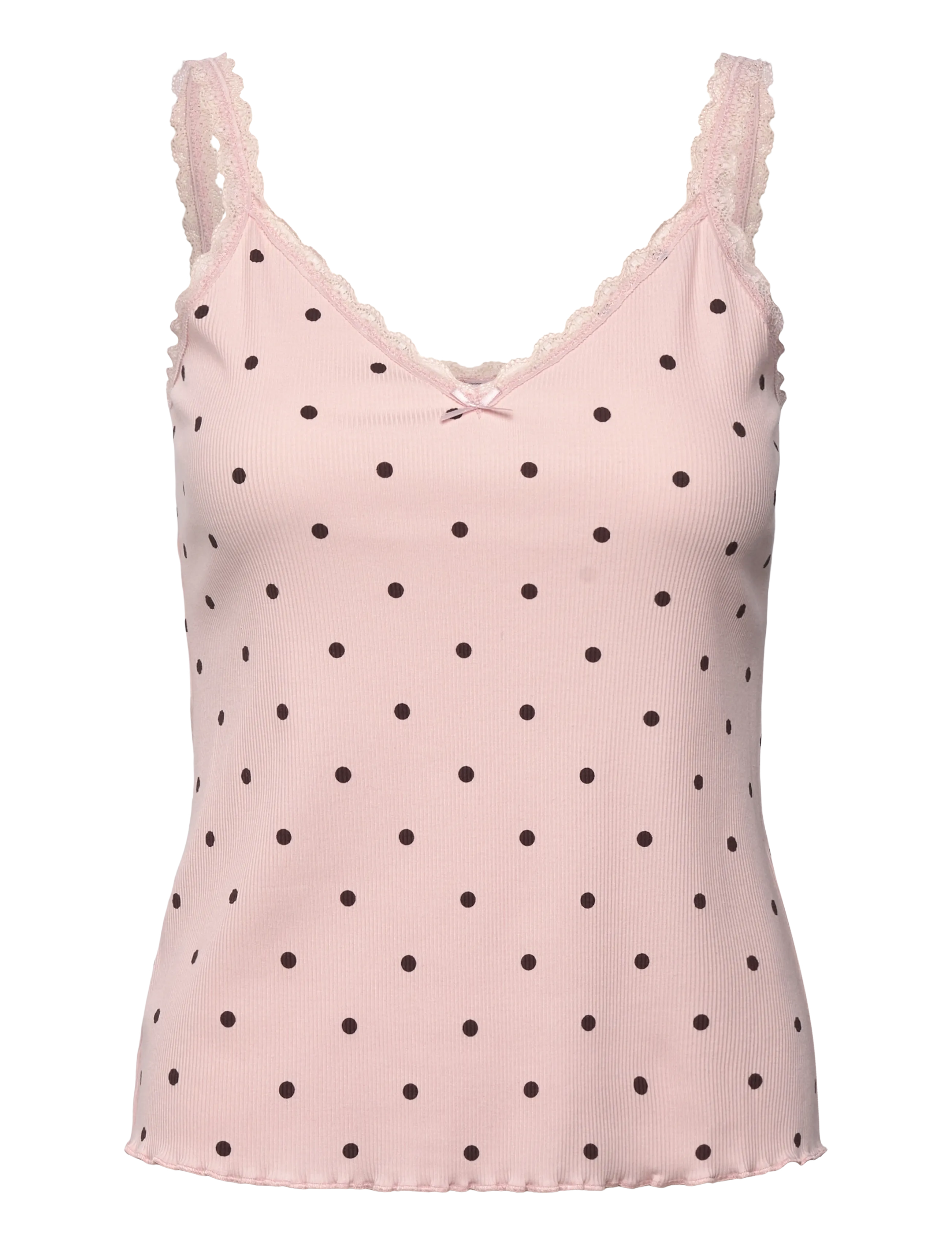 Hunkemöller SINGLET JERSEY RIB LACE DOT - Unterwäsche - LOTUS / pink/rose