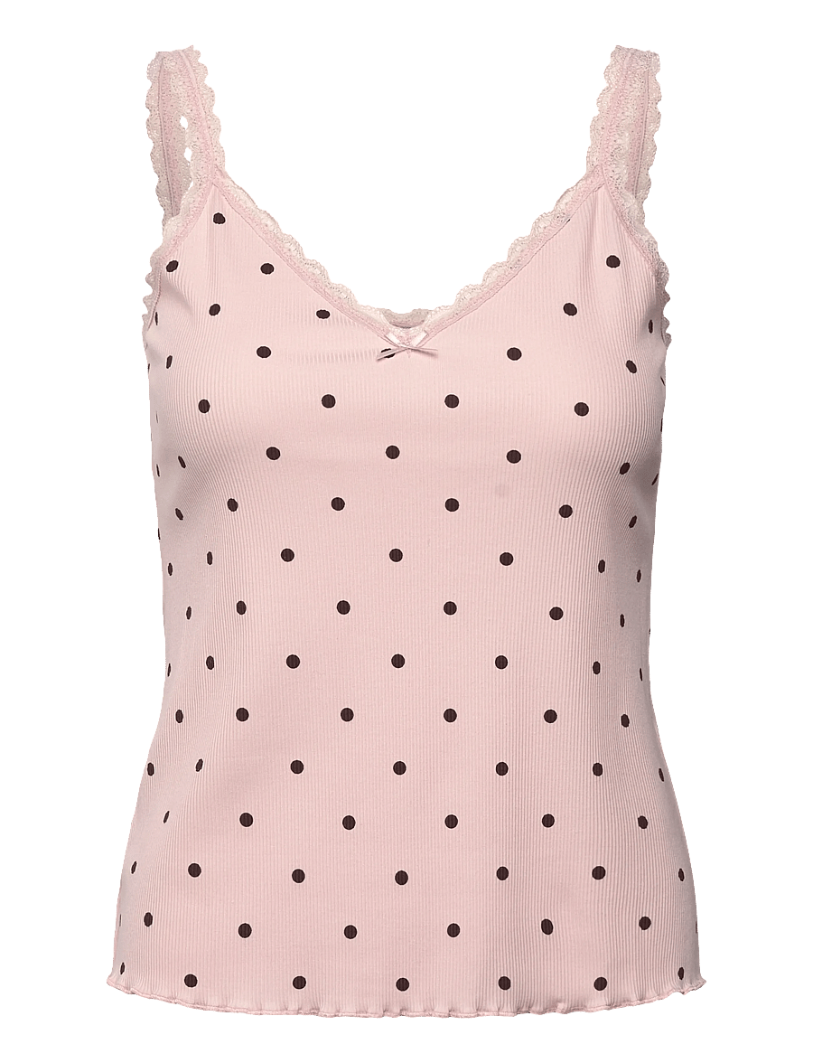 Hunkemöller - SINGLET JERSEY RIB LACE DOT - lotus - 1