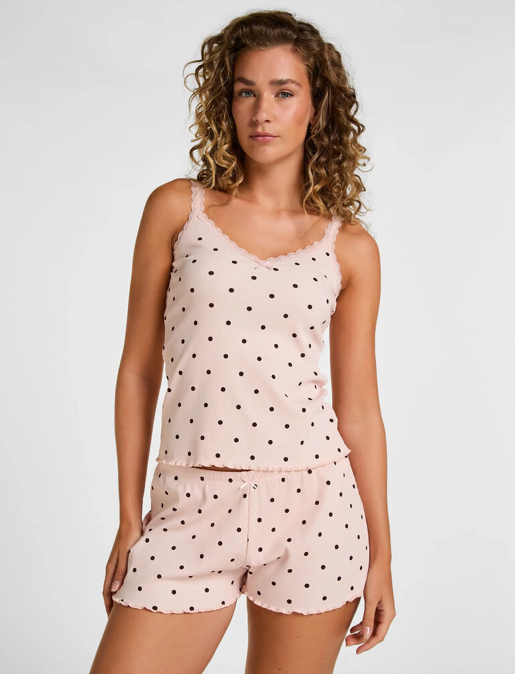 Hunkemöller - SINGLET JERSEY RIB LACE DOT - lotus - 4