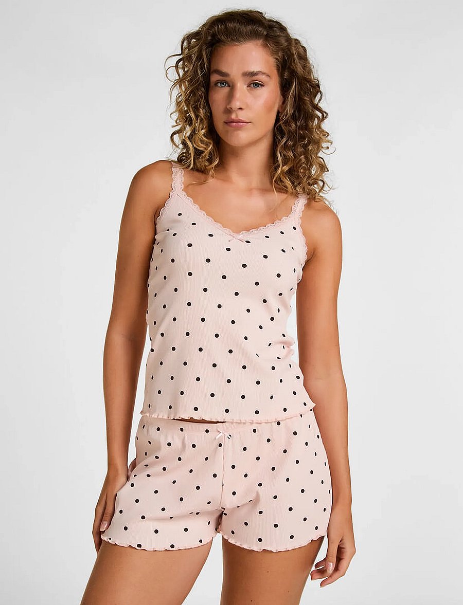 Hunkemöller - SINGLET JERSEY RIB LACE DOT - lotus - 4