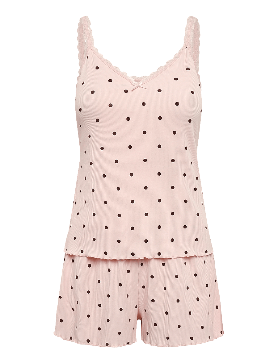 Hunkemöller - SHORT JERSEY RIB DOT - pyjamas - lotus - 1