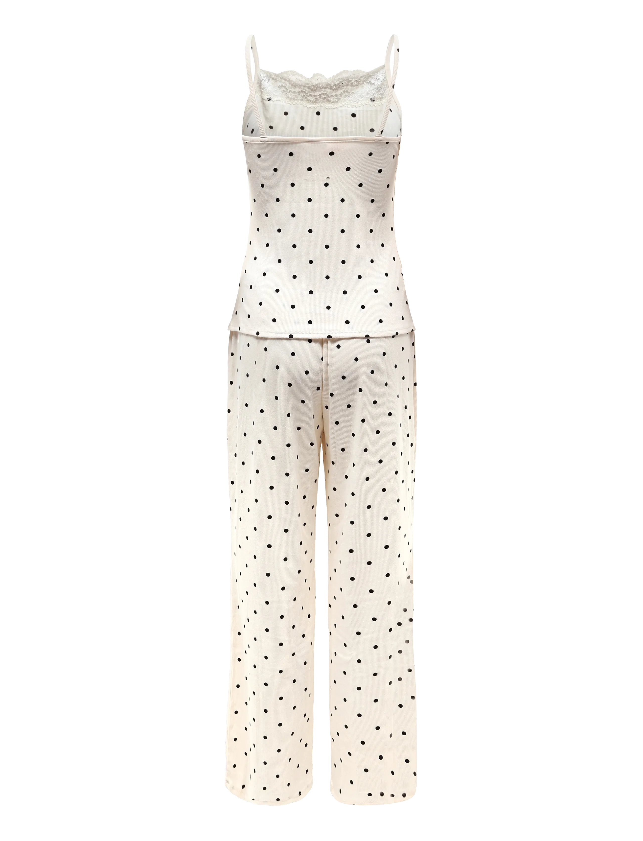 Hunkemöller - Pj Cami Pant Rib Lace Print - pyjamas - pristine - 2