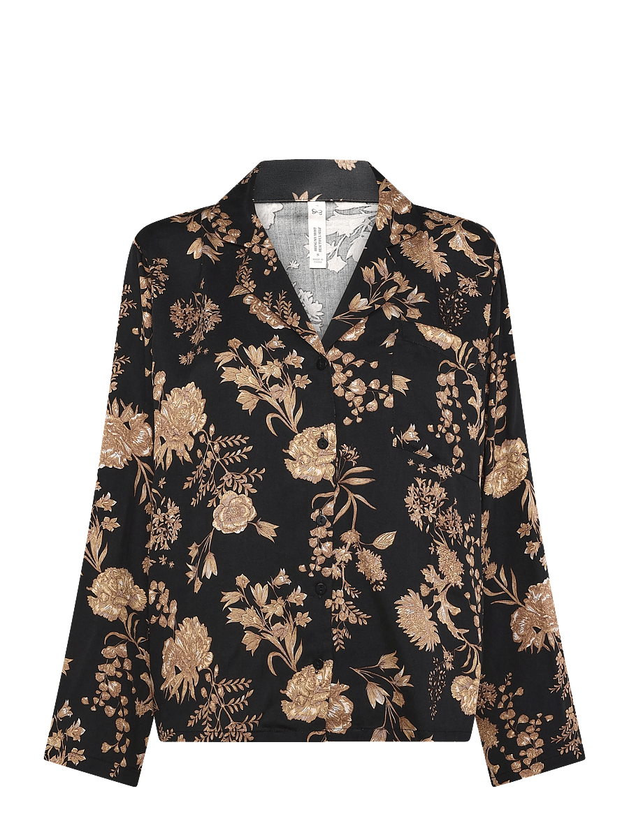Hunkemöller - JACKET LS VIS WOVEN PRINT - långärmade skjortor - caviar - 0