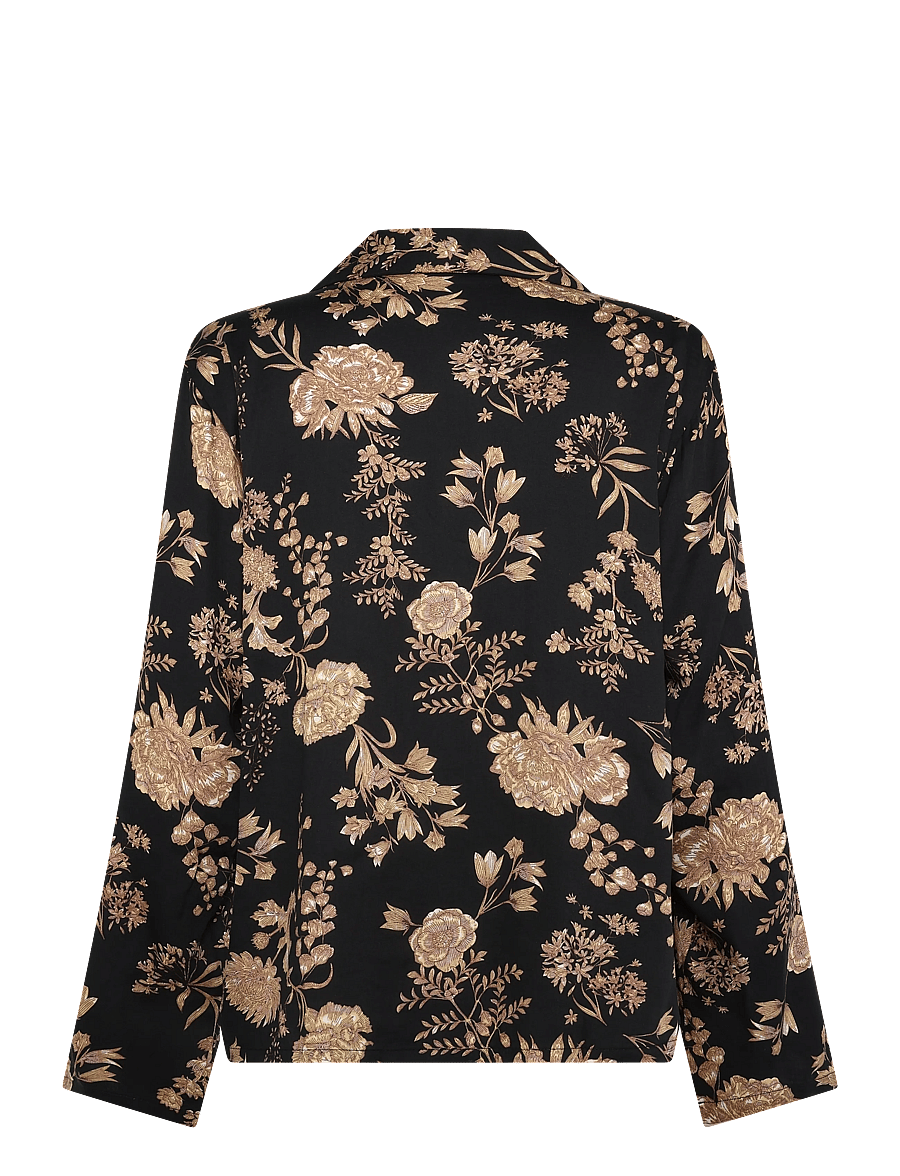 Hunkemöller - JACKET LS VIS WOVEN PRINT - långärmade skjortor - caviar - 1