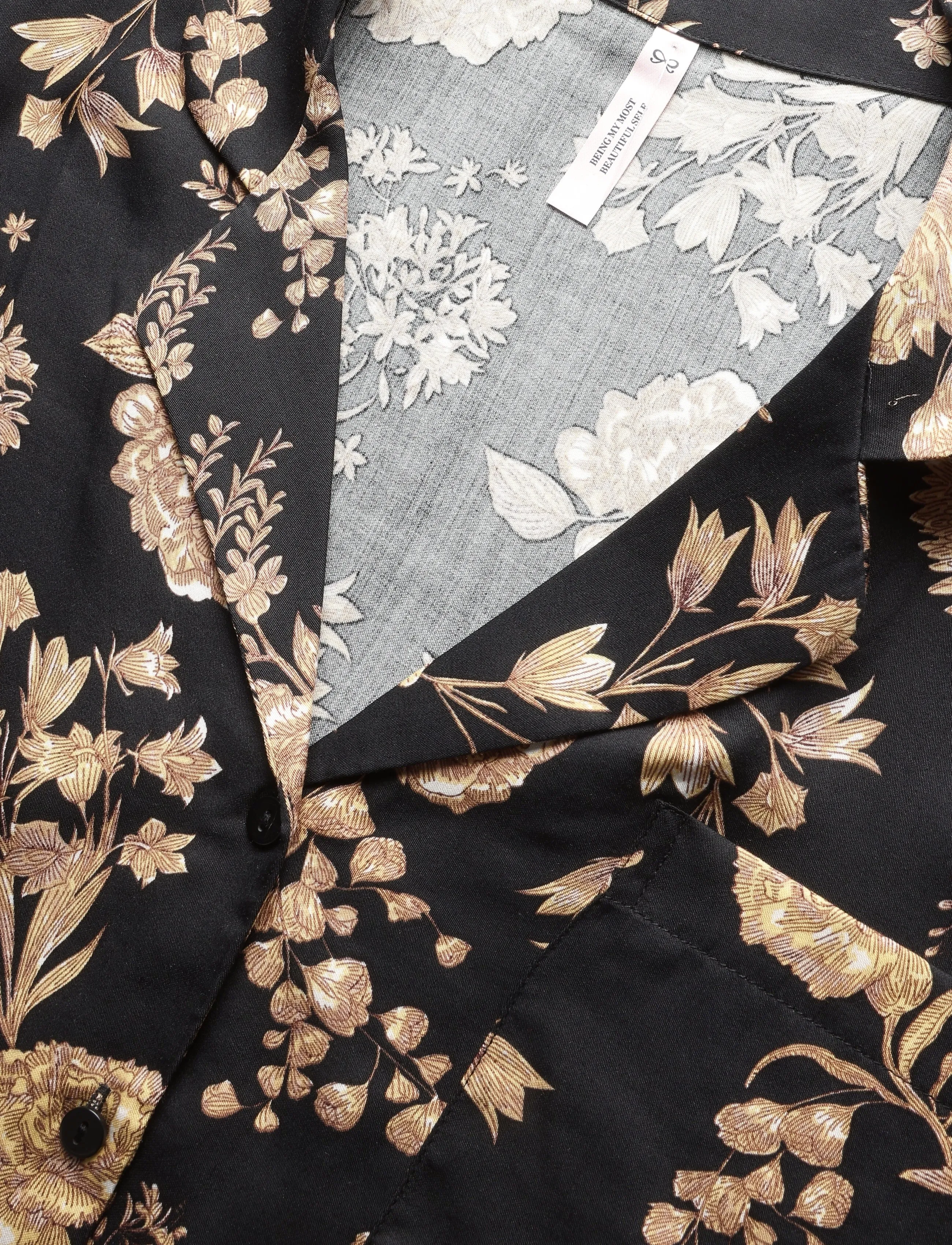 Hunkemöller - JACKET LS VIS WOVEN PRINT - långärmade skjortor - caviar - 2