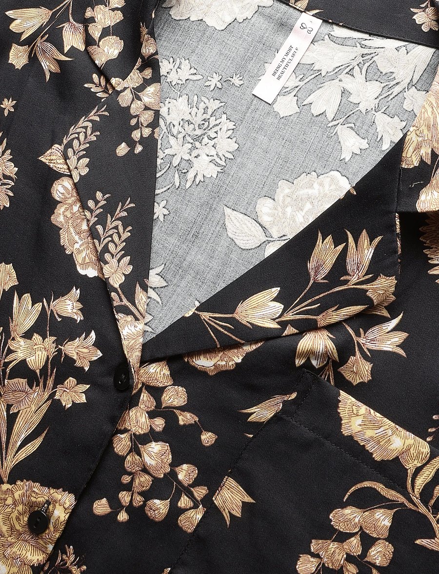 Hunkemöller - JACKET LS VIS WOVEN PRINT - långärmade skjortor - caviar - 2