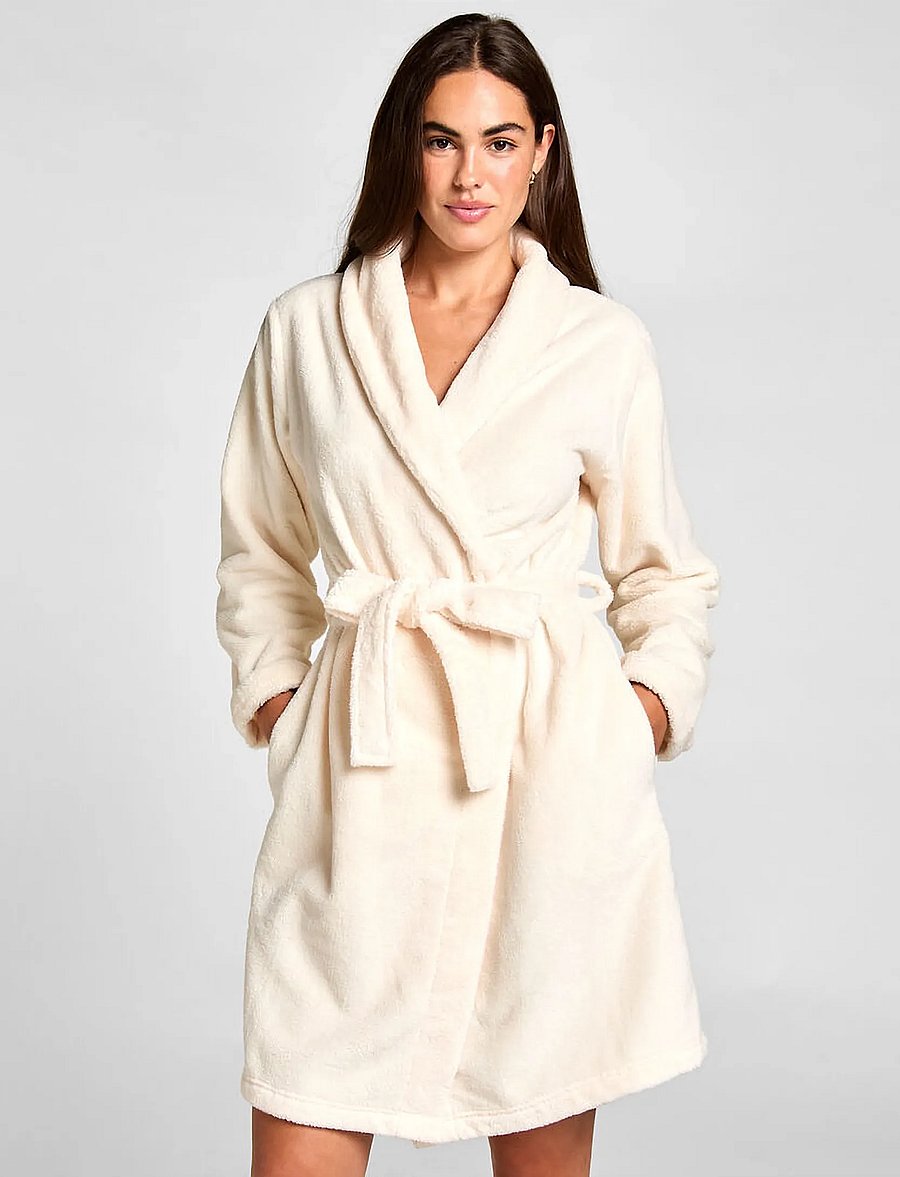 Hunkemöller - ROBE SHORT JACQUARD FLEECE - hommikumantlid - whitecap gray - 0