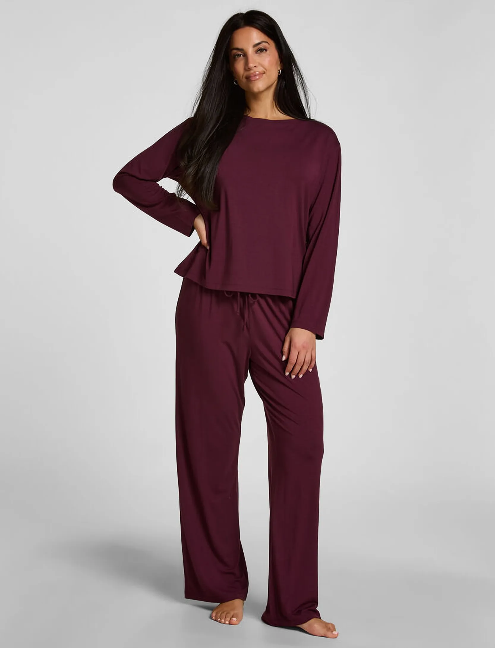 Hunkemöller PANT JERSEY ESSENTIAL - Clothing - FIG / burgundy
