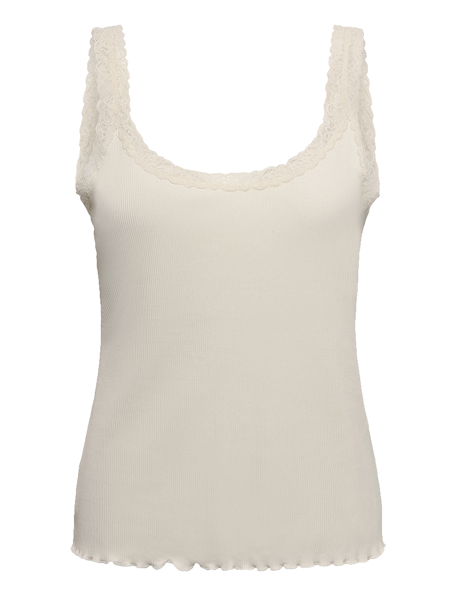 Hunkemöller - SINGLET JERSEY RIB LACE - winter white - 1