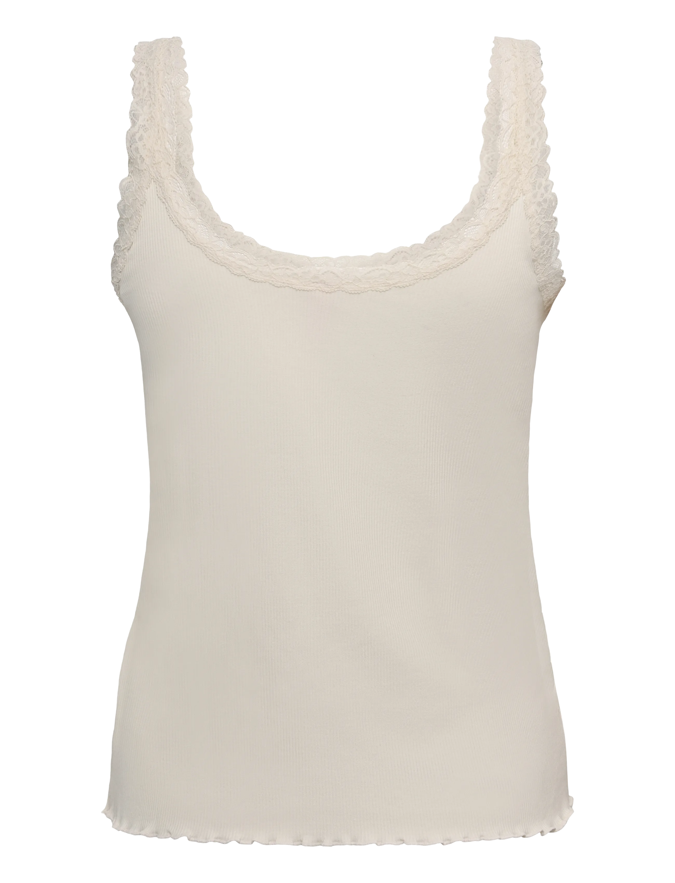 Hunkemöller - SINGLET JERSEY RIB LACE - winter white - 2