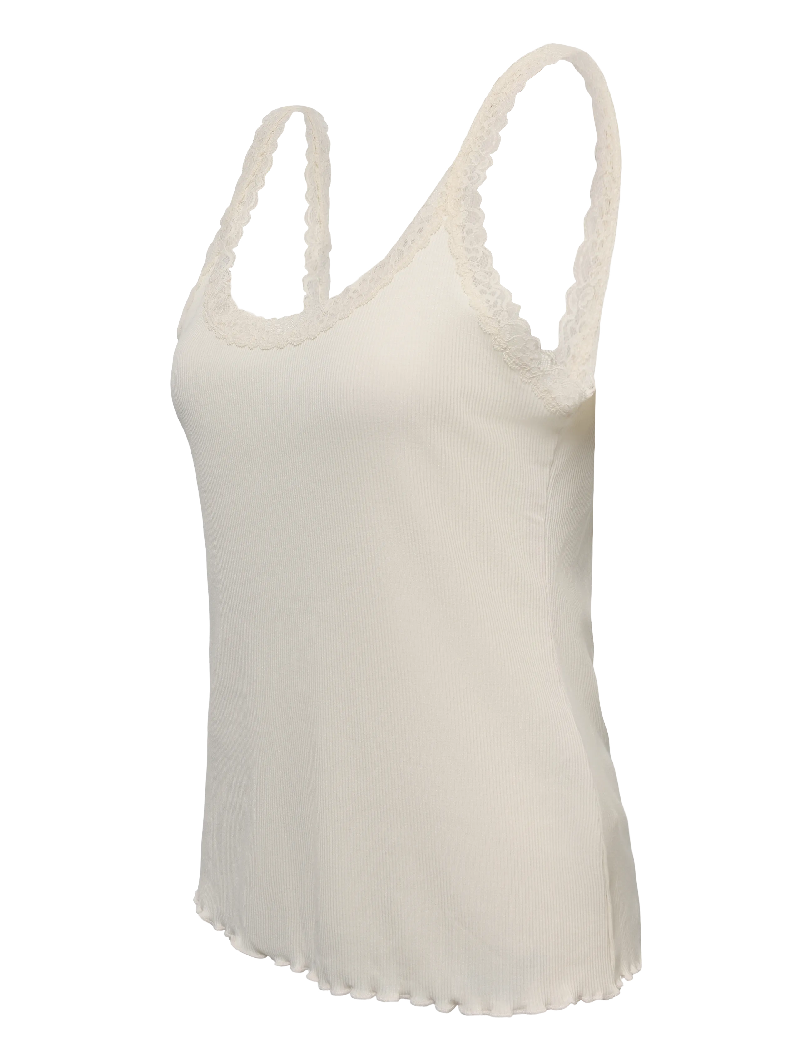 Hunkemöller - SINGLET JERSEY RIB LACE - winter white - 3
