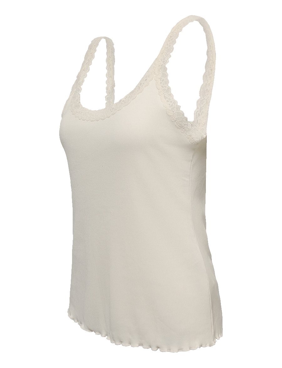 Hunkemöller - SINGLET JERSEY RIB LACE - winter white - 3