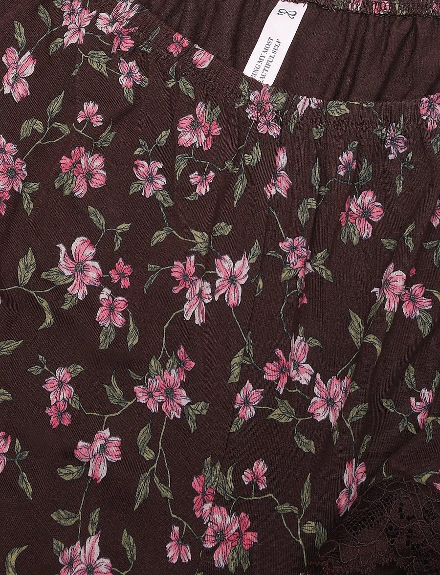 Hunkemöller - Pj Cami Vis Jersey Nana Print - pyjamas - black coffee - 5
