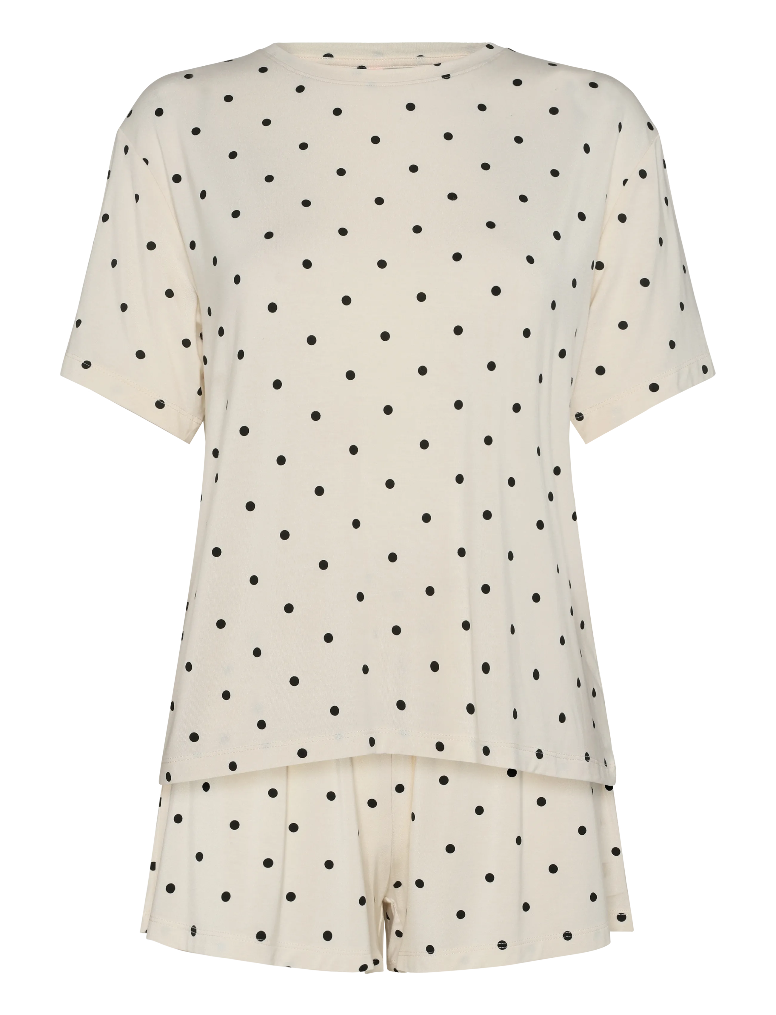 Hunkemöller Pj Ss Short Jersey Loose Print - Pyjamas & loungewear - PRISTINE / cream