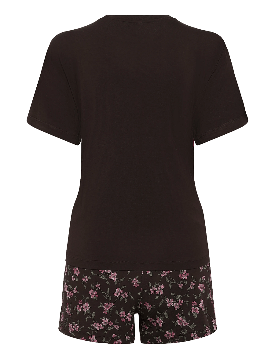 Hunkemöller - Pj Ss Short Jersey Loose Print - pyjamas - black coffee - 2