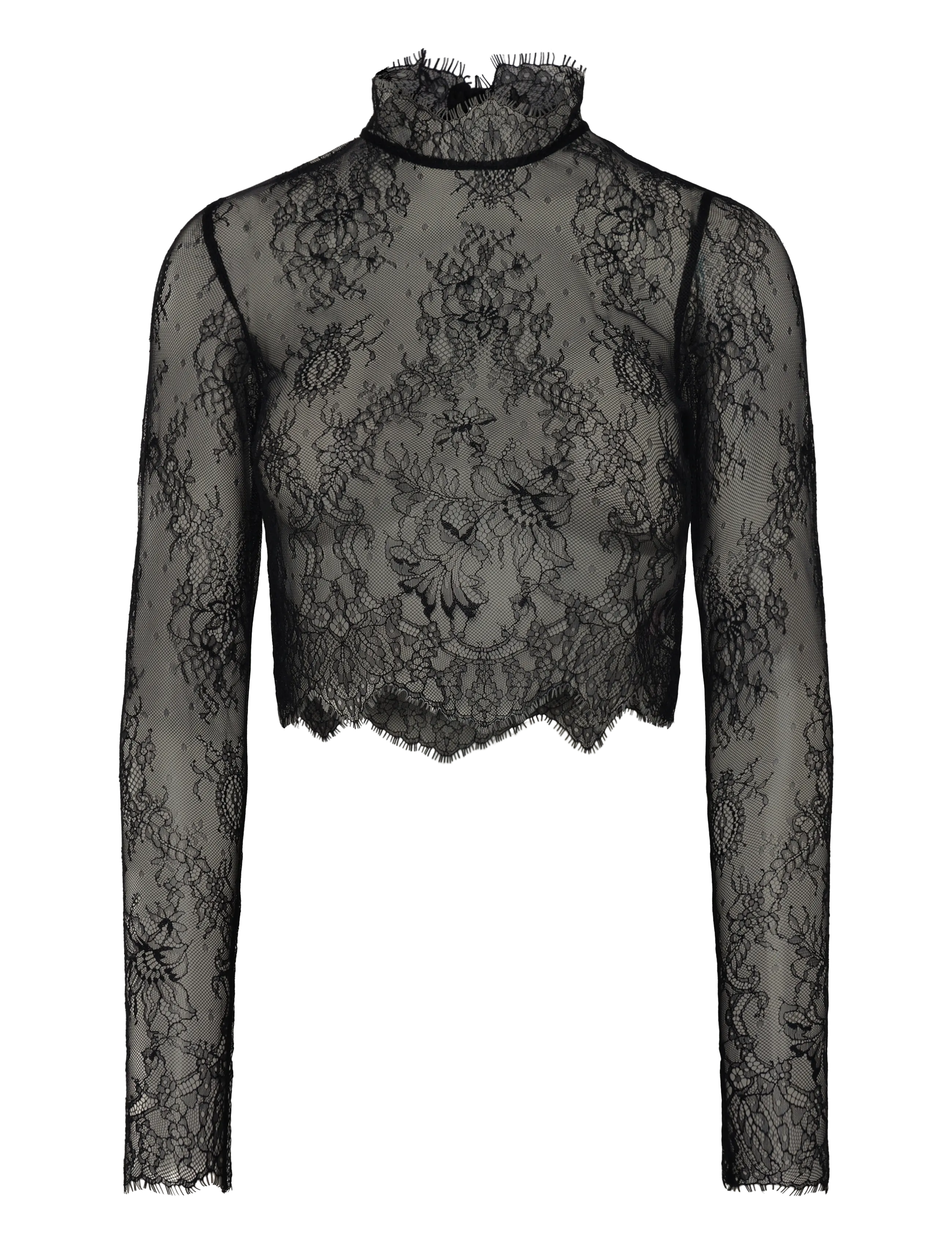 Hunkemöller - TOP LS LACE CAMILLE - caviar - 1