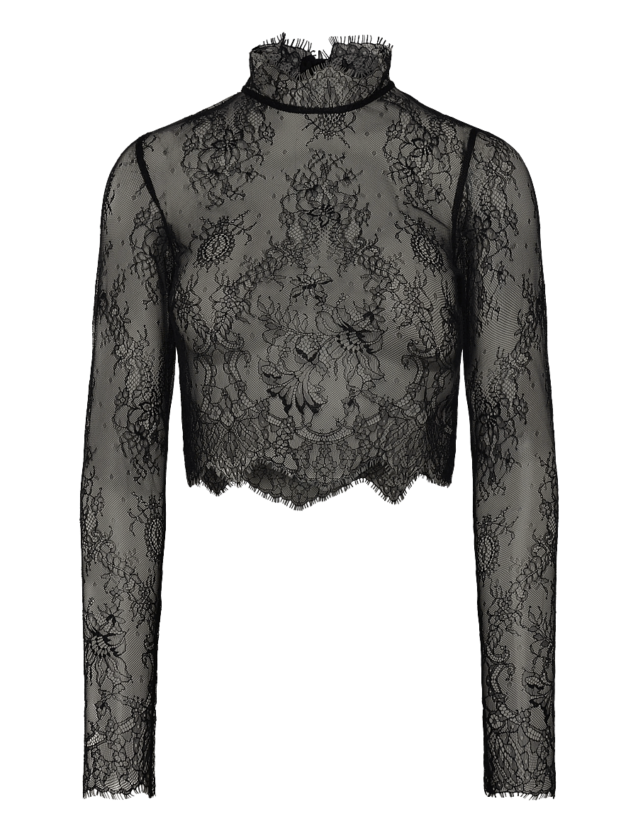 Hunkemöller - TOP LS LACE CAMILLE - Överdelar - caviar - 1