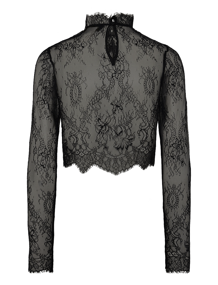 Hunkemöller - TOP LS LACE CAMILLE - Överdelar - caviar - 2