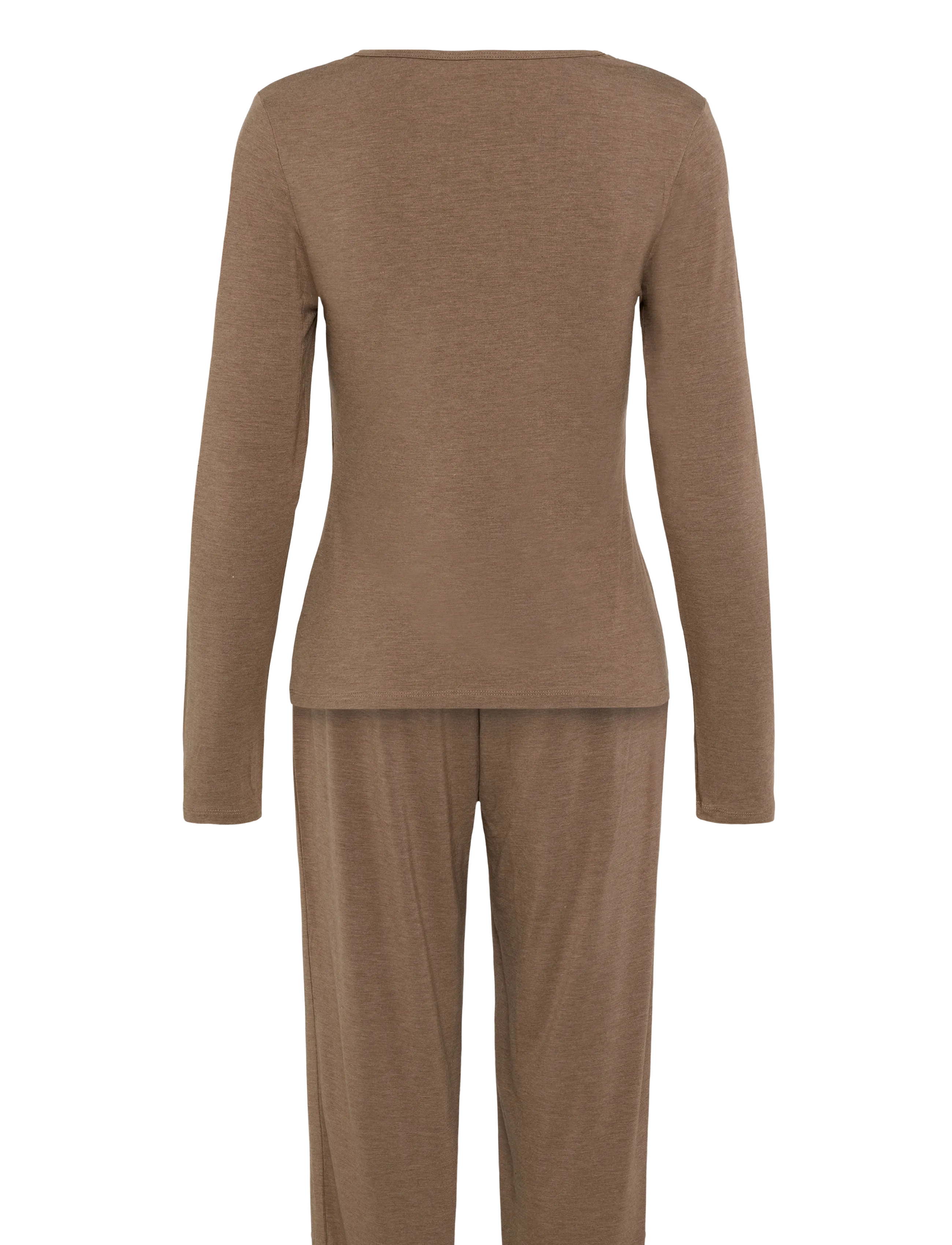 Hunkemöller - PJ LS MODAL JERSEY LACE NANA - pidžaamad - oatmeal melee - 1