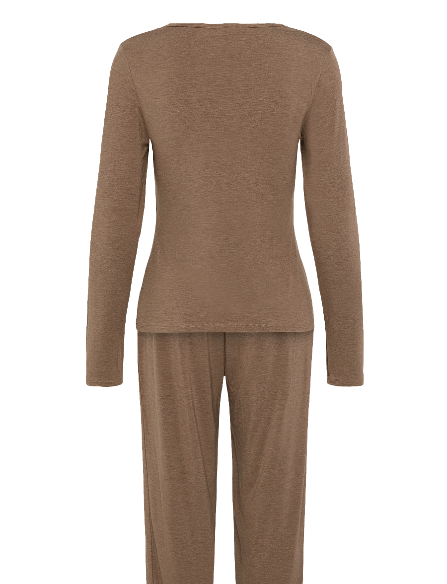 Hunkemöller - PJ LS MODAL JERSEY LACE NANA - pidžaamad - oatmeal melee - 1