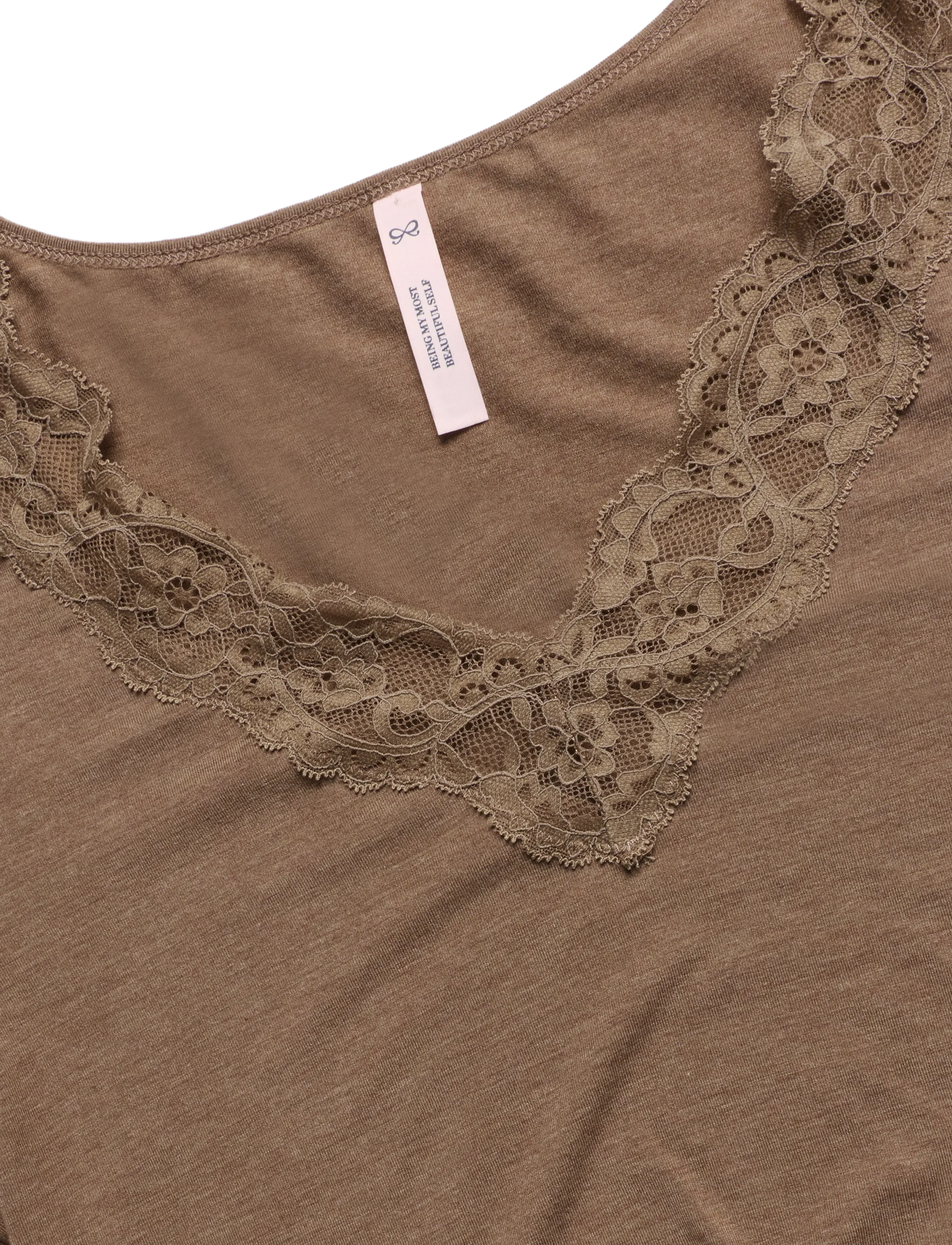 Hunkemöller - PJ LS MODAL JERSEY LACE NANA - pidžaamad - oatmeal melee - 4