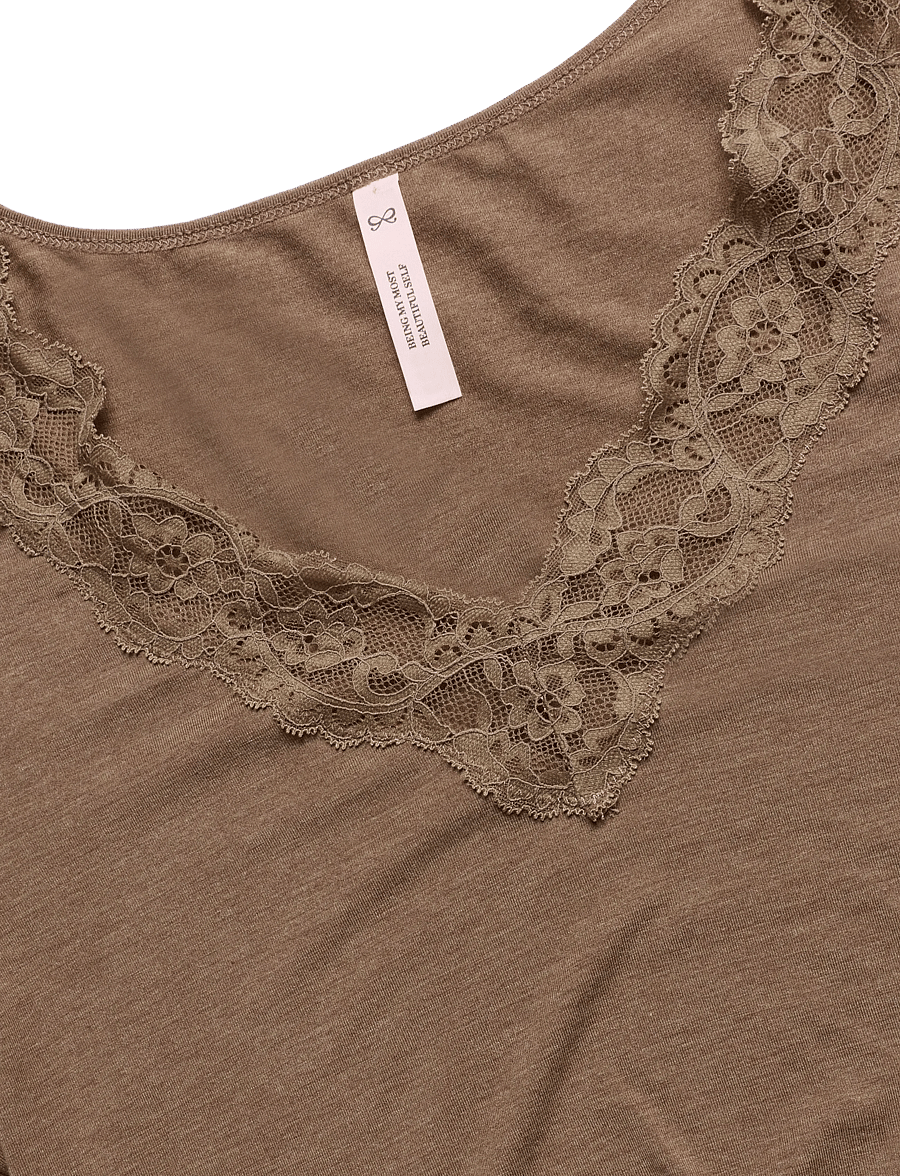 Hunkemöller - PJ LS MODAL JERSEY LACE NANA - pidžaamad - oatmeal melee - 4