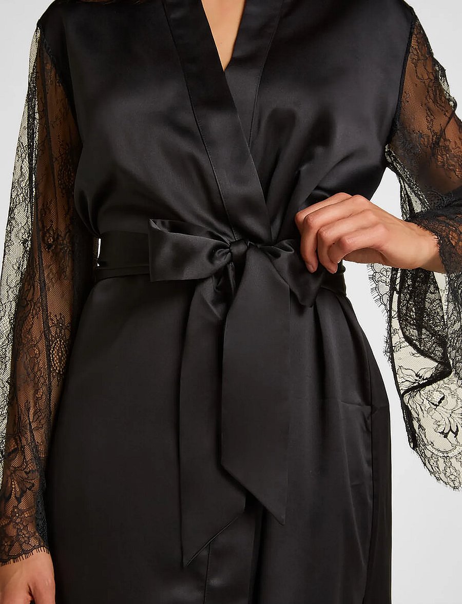 Hunkemöller - Kimono Long Satin Camille - kimonos - caviar - 3