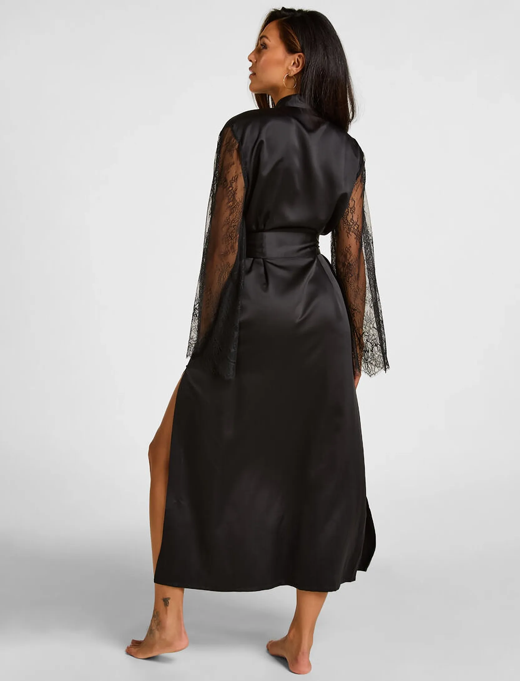 Hunkemöller - Kimono Long Satin Camille - kimonos - caviar - 4