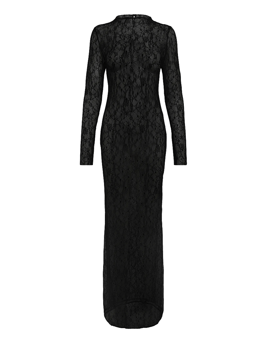 Hunkemöller - SD LS LONG ALLOVER LACE - Öösärgid - caviar - 1