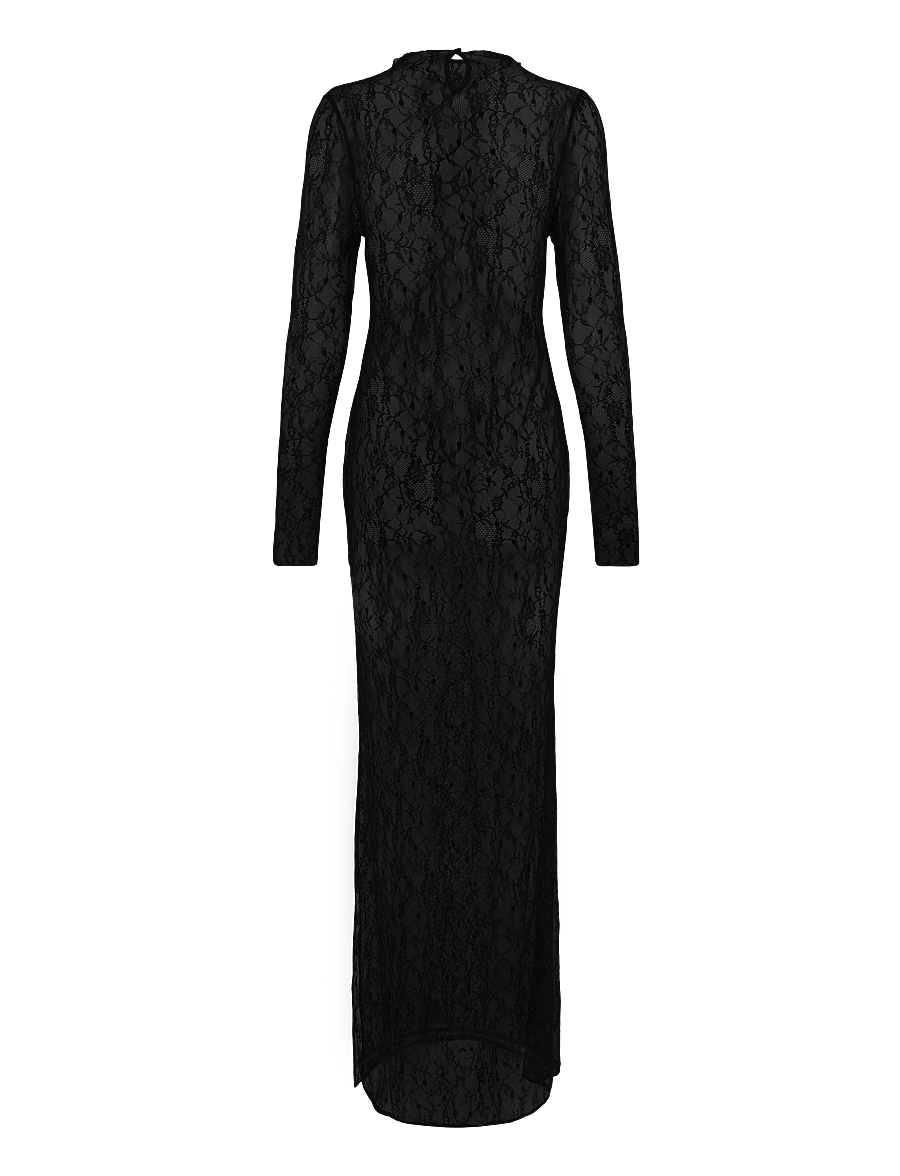 Hunkemöller - SD LS LONG ALLOVER LACE - Öösärgid - caviar - 2