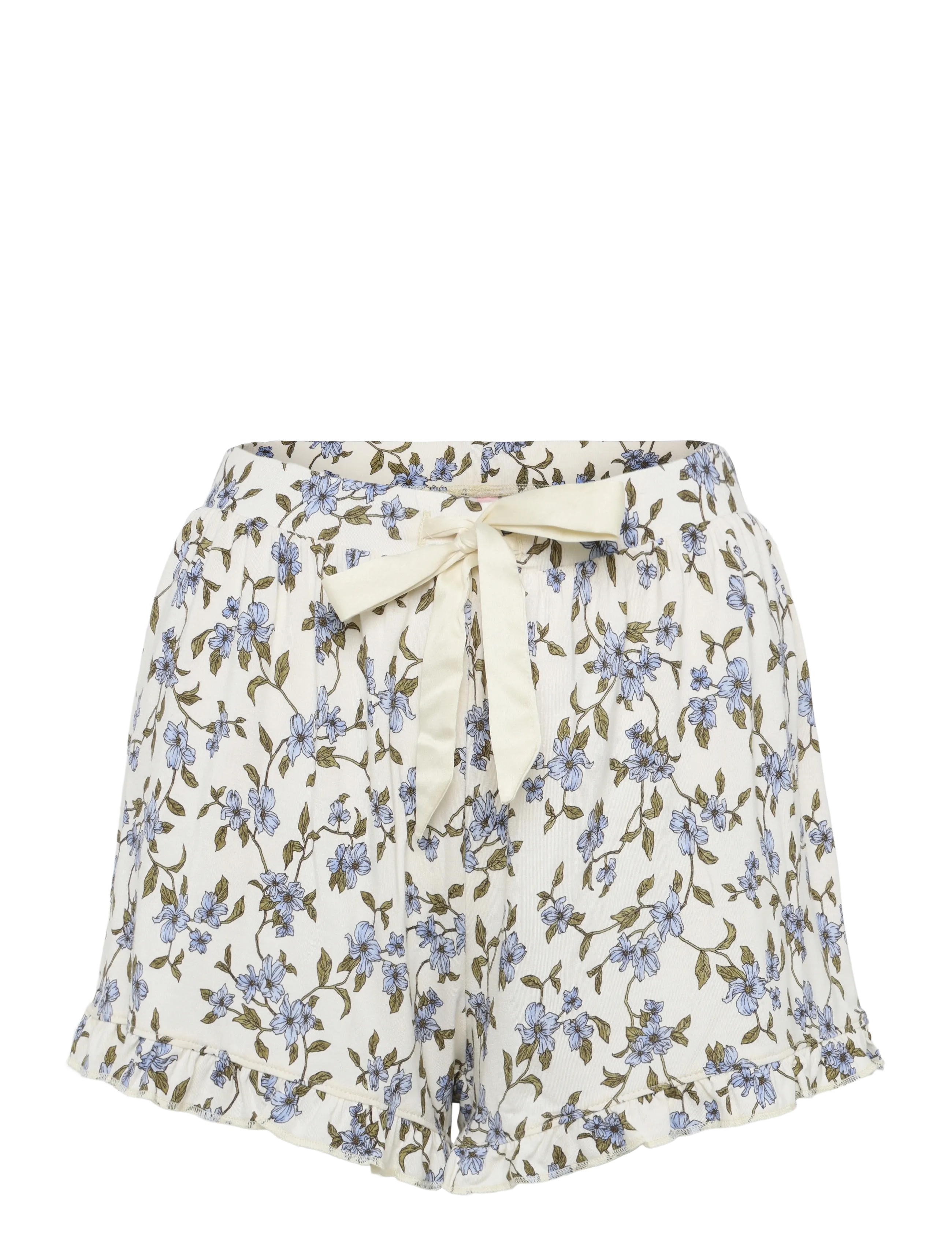 Hunkemöller SHORT JERSEY RUFFLE PRINT - Kleidung - WINTER WHITE / cream