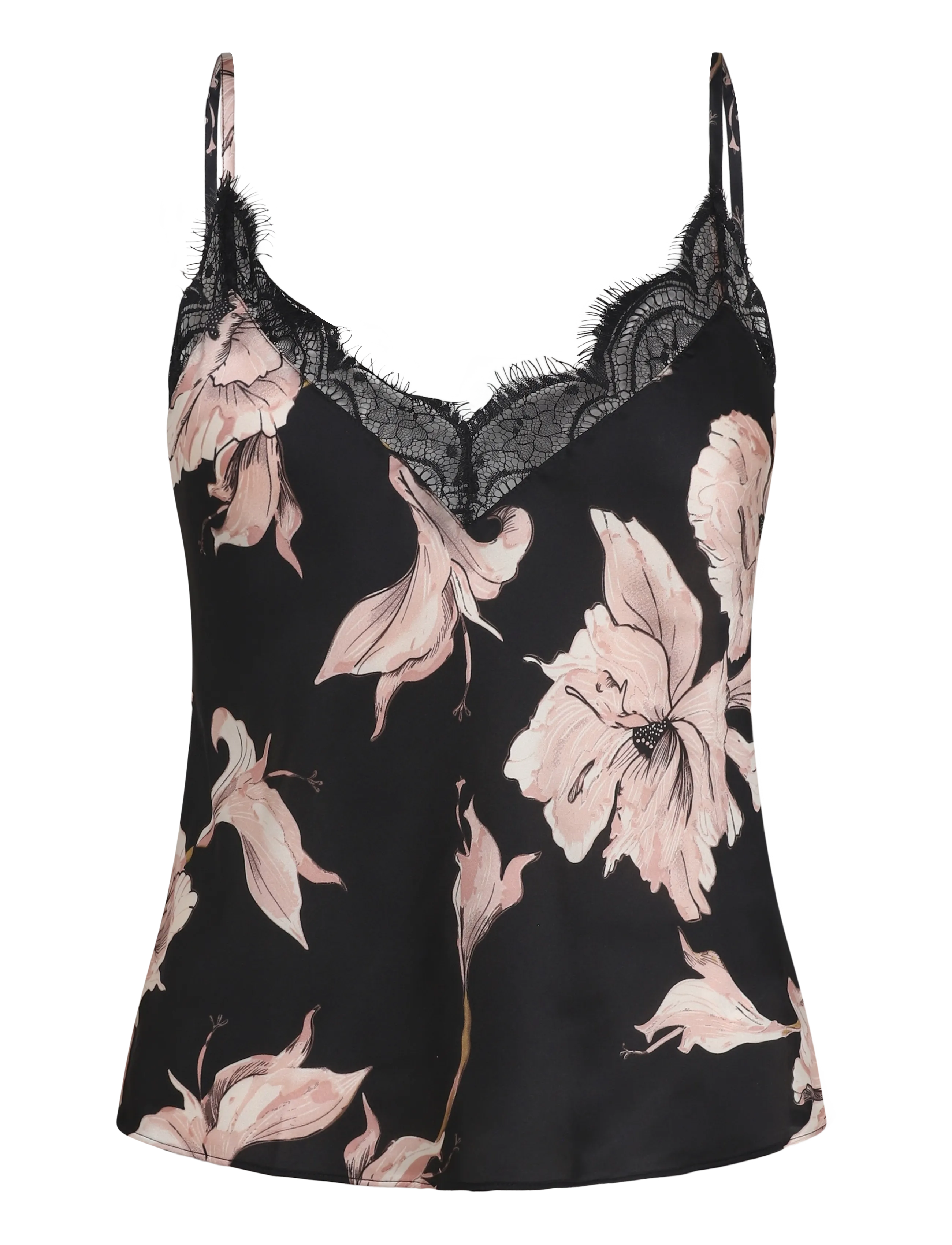 Hunkemöller CAMI SATIN FLOWER - Unterwäsche - CAVIAR / black