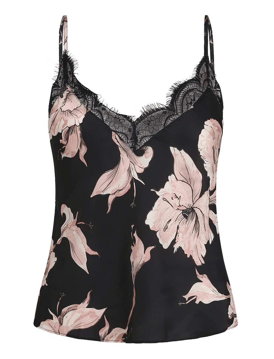 Hunkemöller - CAMI SATIN FLOWER - caviar - 1