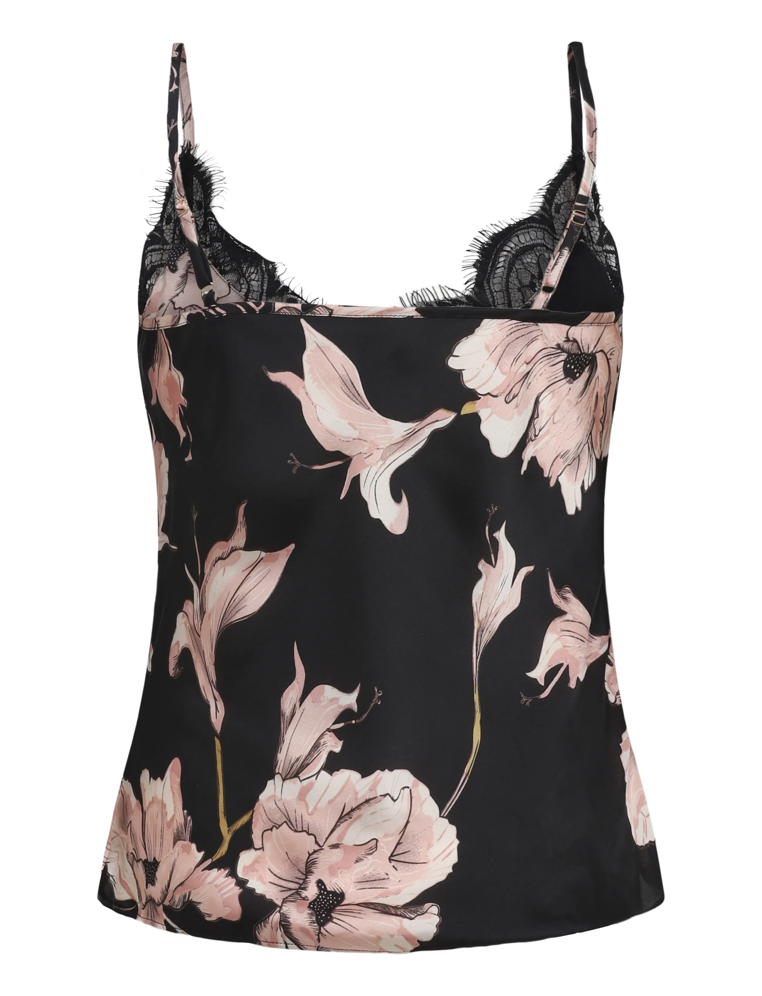 Hunkemöller - CAMI SATIN FLOWER - caviar - 2