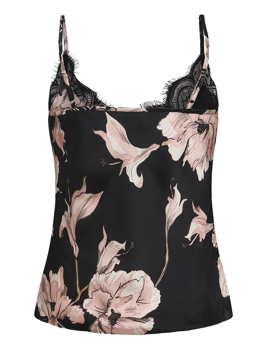 Hunkemöller - CAMI SATIN FLOWER - caviar - 2