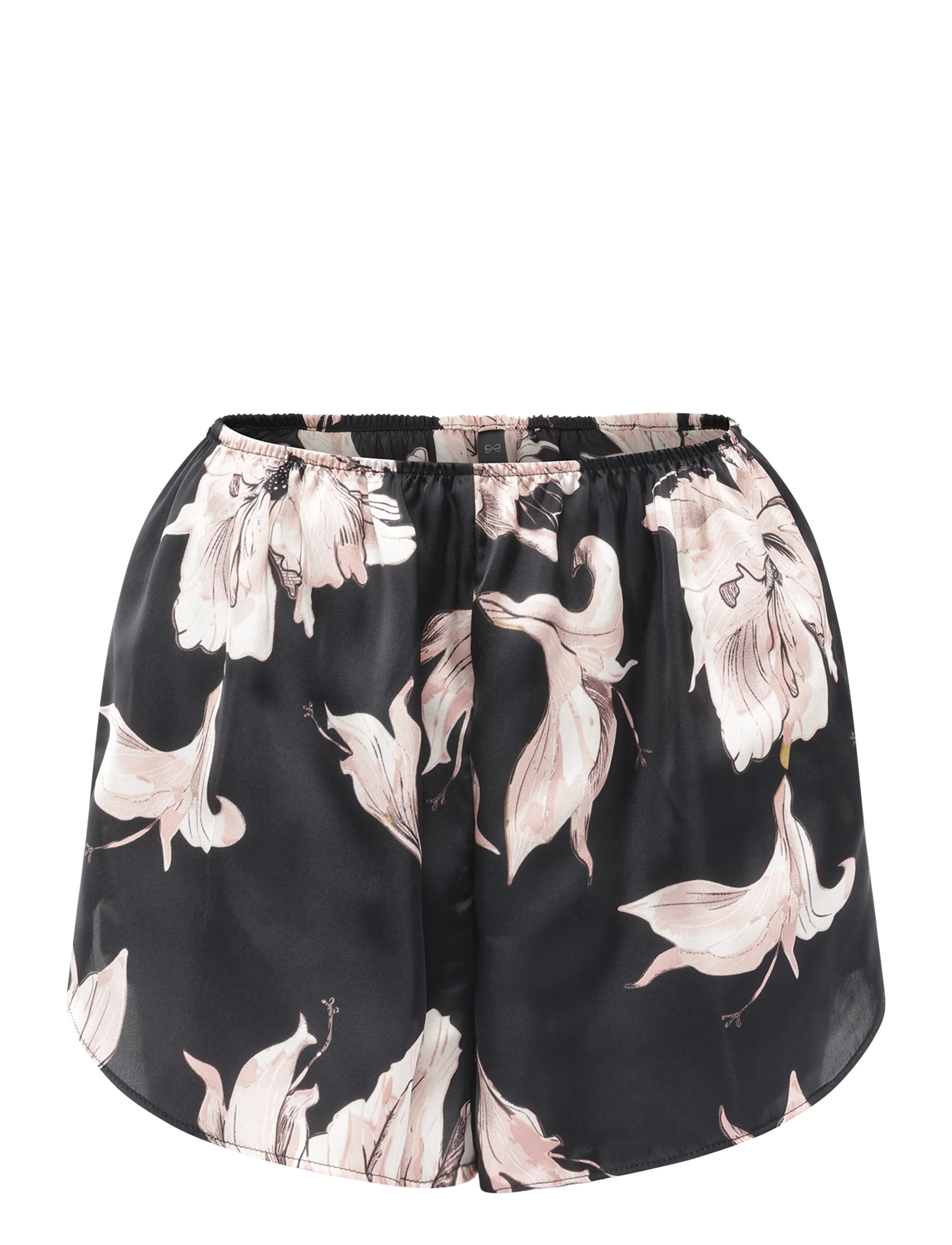 Hunkemöller SHORT SATIN FLOWER - Sommer in der Stadt - CAVIAR / black
