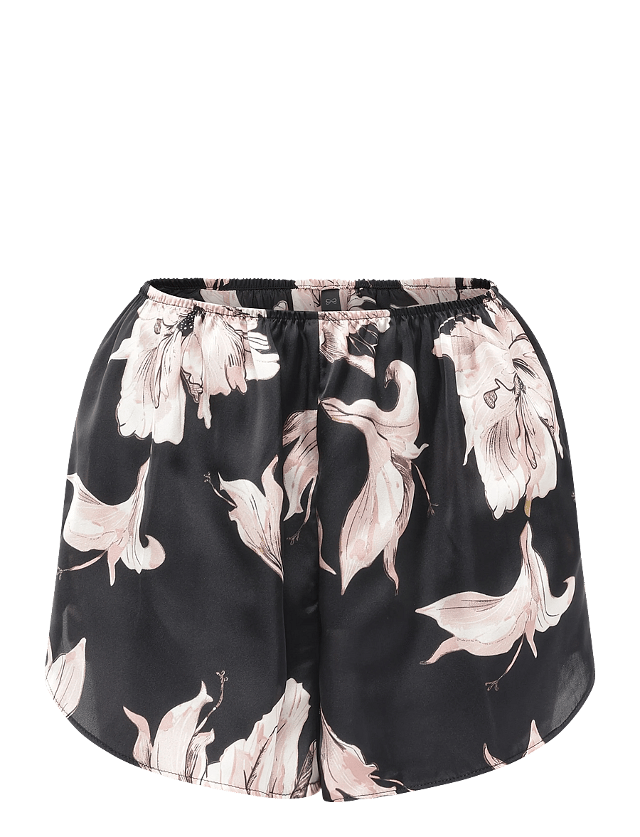 Hunkemöller - SHORT SATIN FLOWER - freizeitshorts - caviar - 1