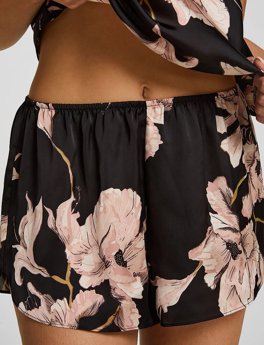Hunkemöller - SHORT SATIN FLOWER - freizeitshorts - caviar - 3