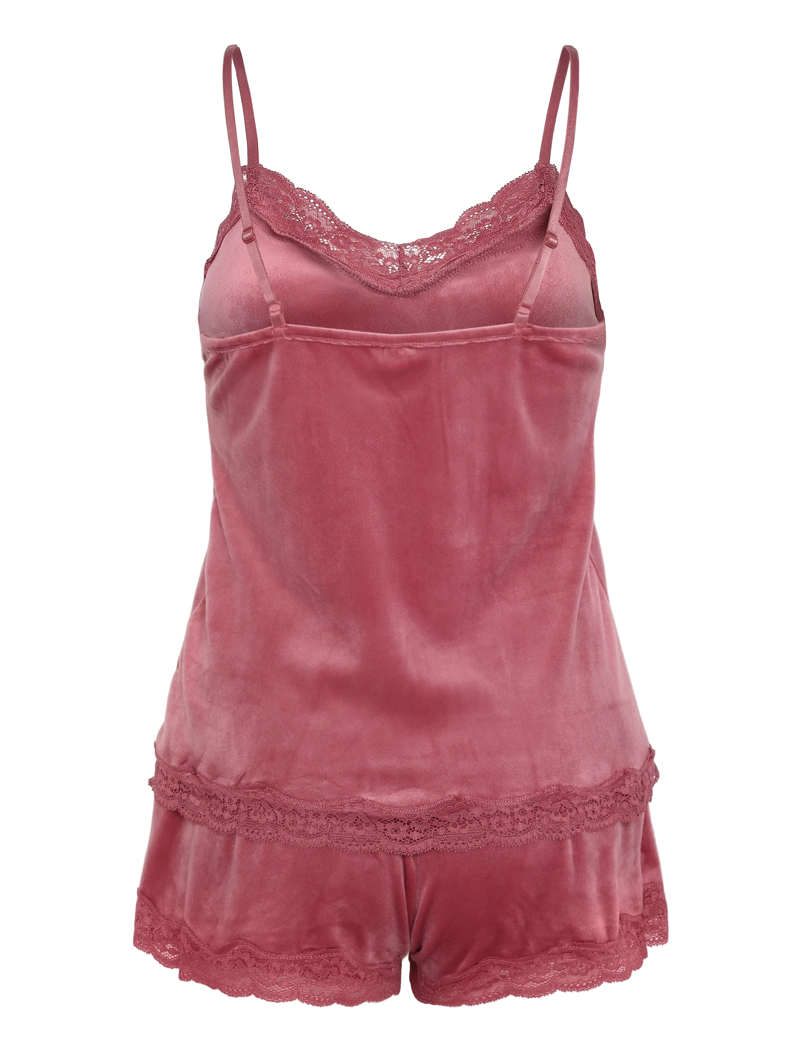 Hunkemöller - PJ CAMI VELOURS SCALLOP LACE - rose wine - 2