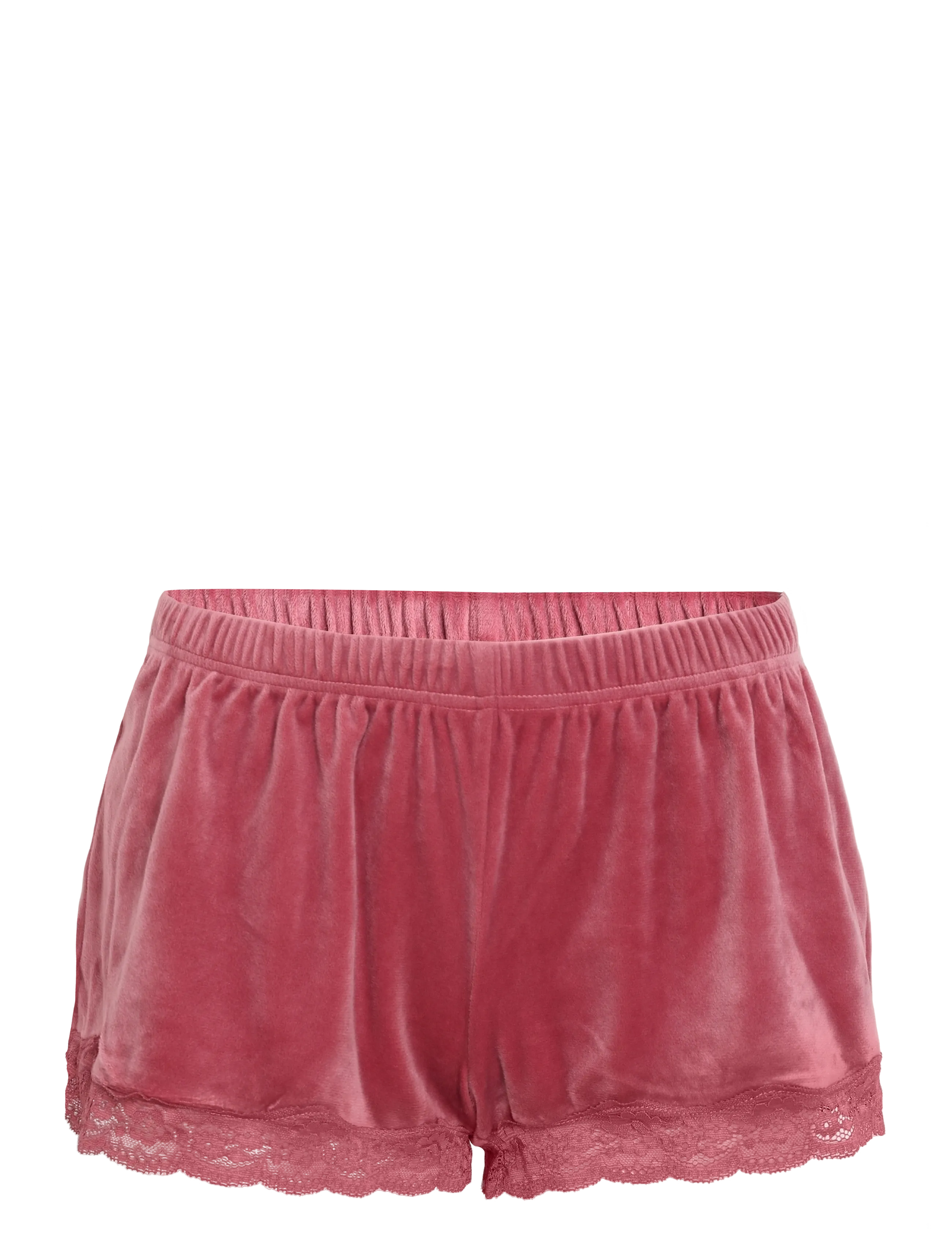 Hunkemöller - PJ CAMI VELOURS SCALLOP LACE - rose wine - 3