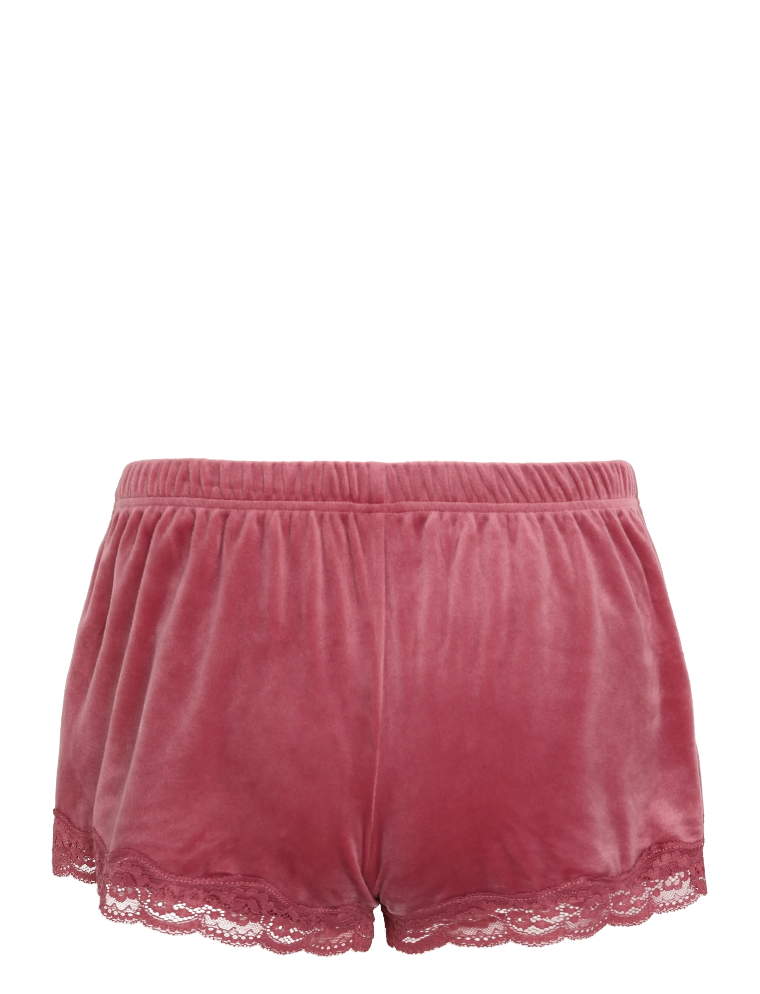 Hunkemöller - PJ CAMI VELOURS SCALLOP LACE - rose wine - 4