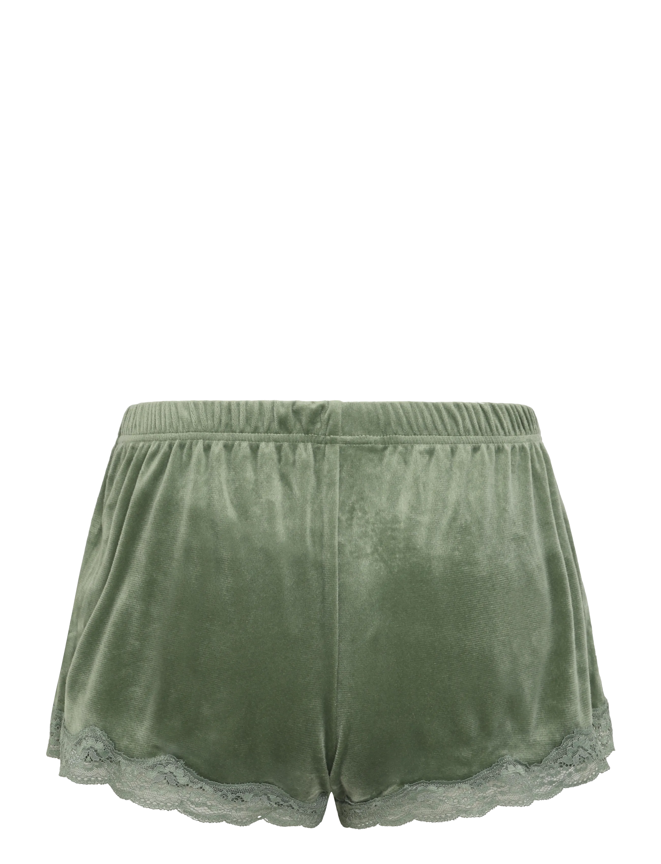 Hunkemöller - PJ CAMI VELOURS SCALLOP LACE - dark olive - 4