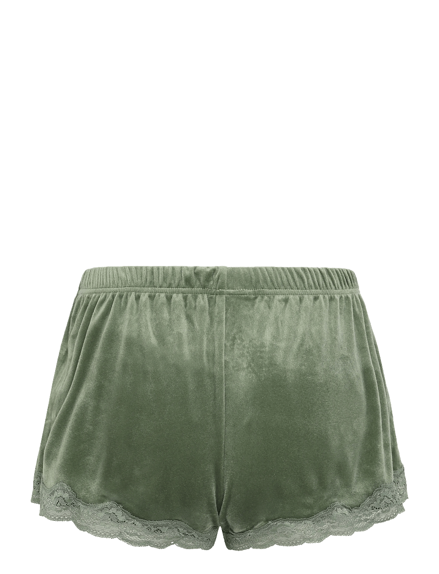 Hunkemöller - PJ CAMI VELOURS SCALLOP LACE - dark olive - 4