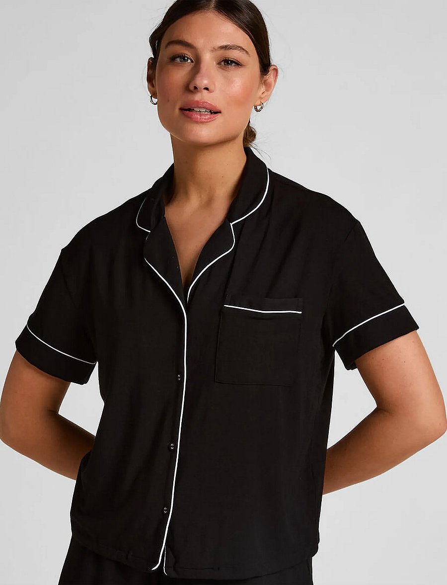 Hunkemöller - PJ SS JERSEY ESSENTIAL - pyjamas - black - 0