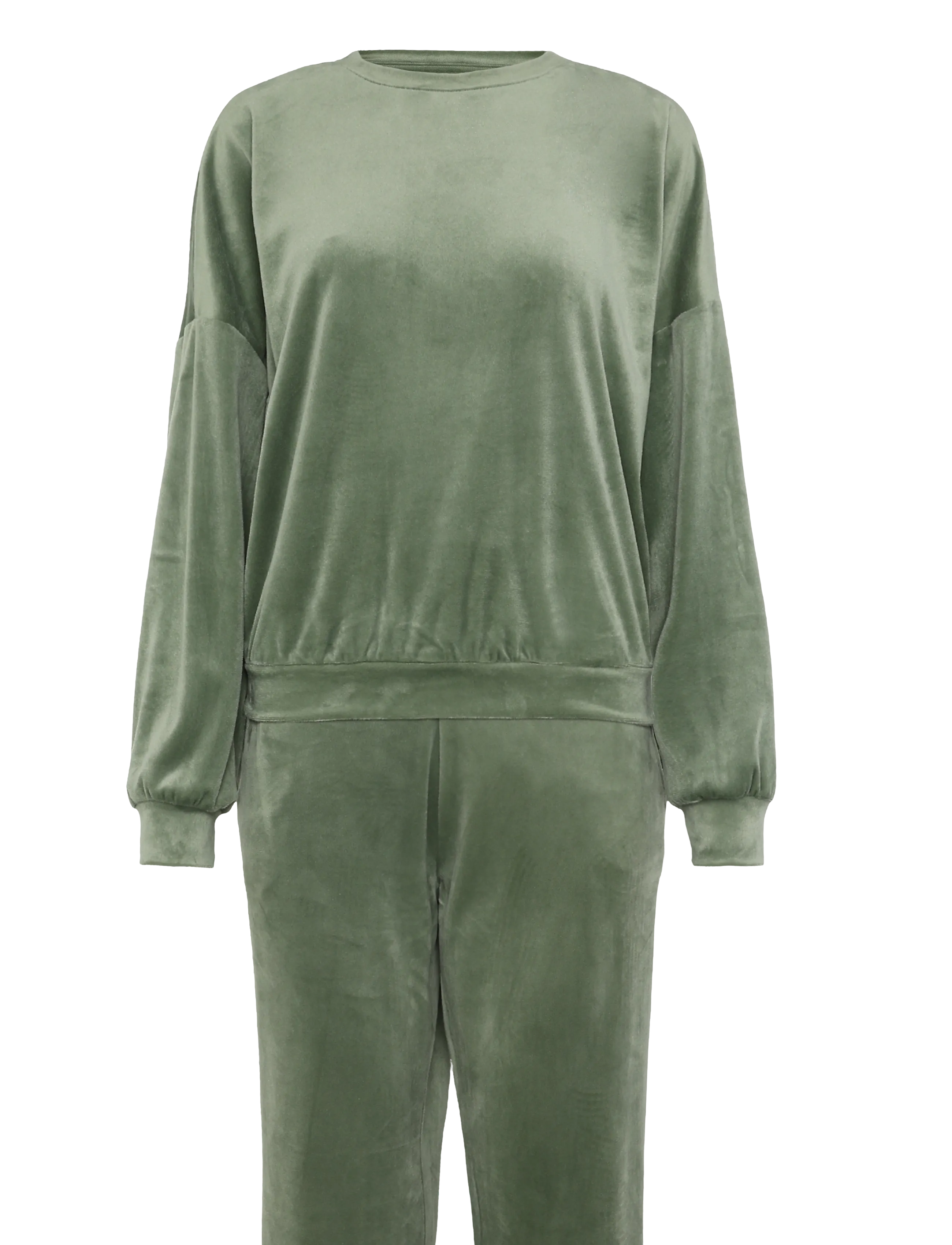 Hunkemöller PJ LS VELOURS CREW - Sweatshirts & Kapuzenpullover - DARK OLIVE / khaki/green