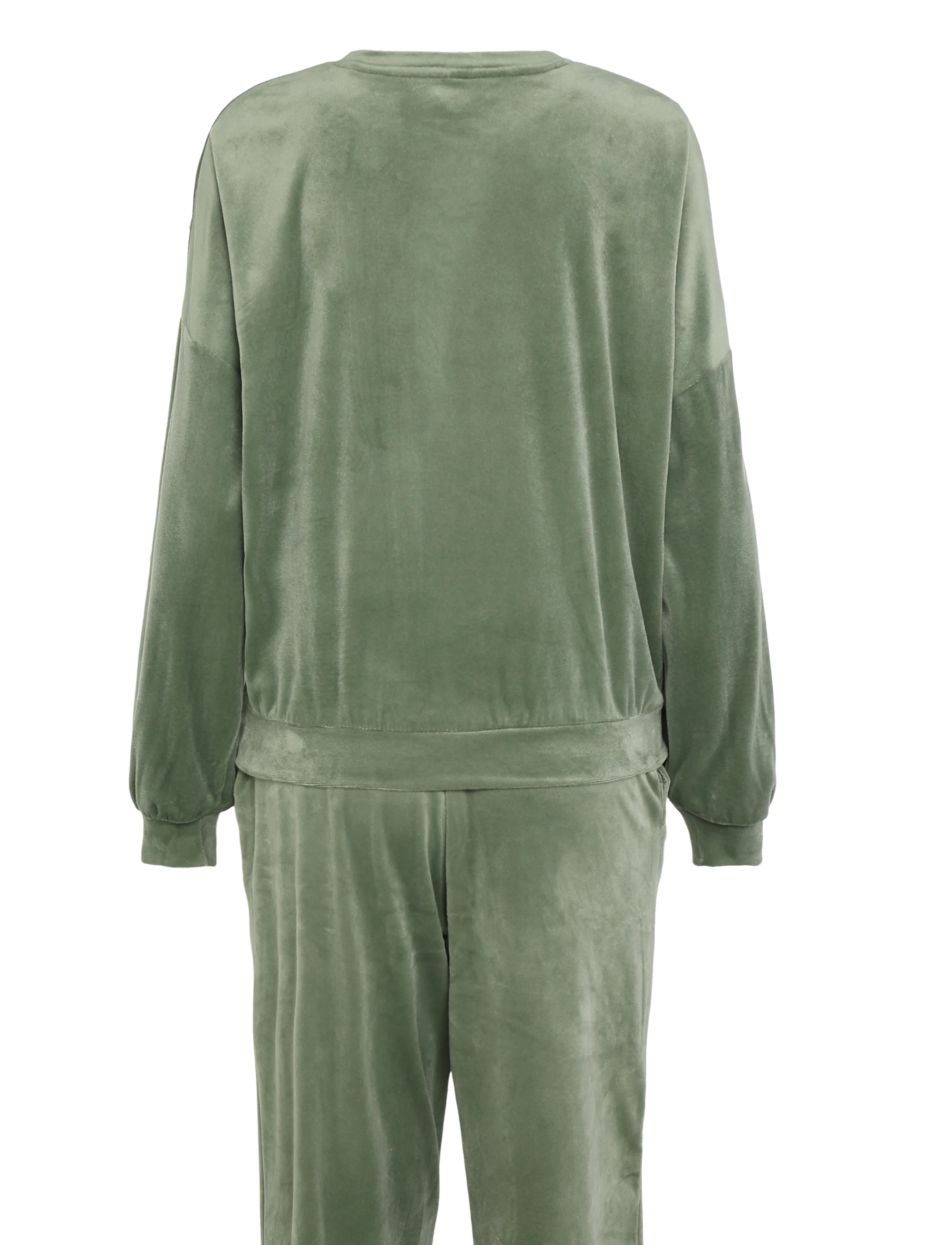 Hunkemöller - PJ LS VELOURS CREW - sweatshirts - dark olive - 1